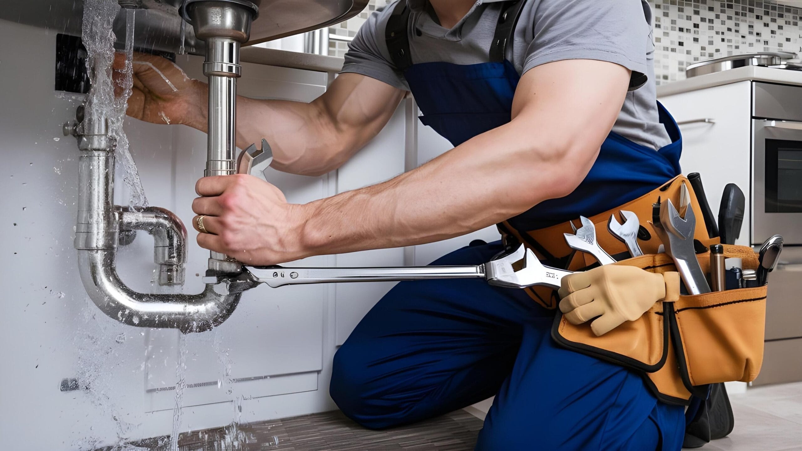 Plumber tightening a residential plumbing pipe in Casa Grande